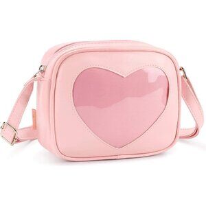 Women Pink Ita Bag Crossbody Cat Small Ita Purse Pin Display Bag with Insert